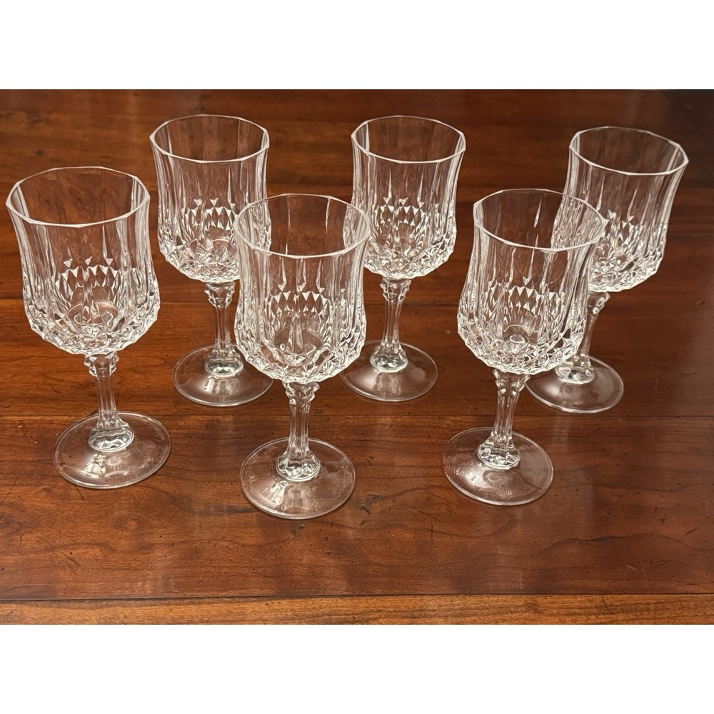 8 Cristal D'Arques Longchamp Wine Glasses New In Box - Picture 2 of 5